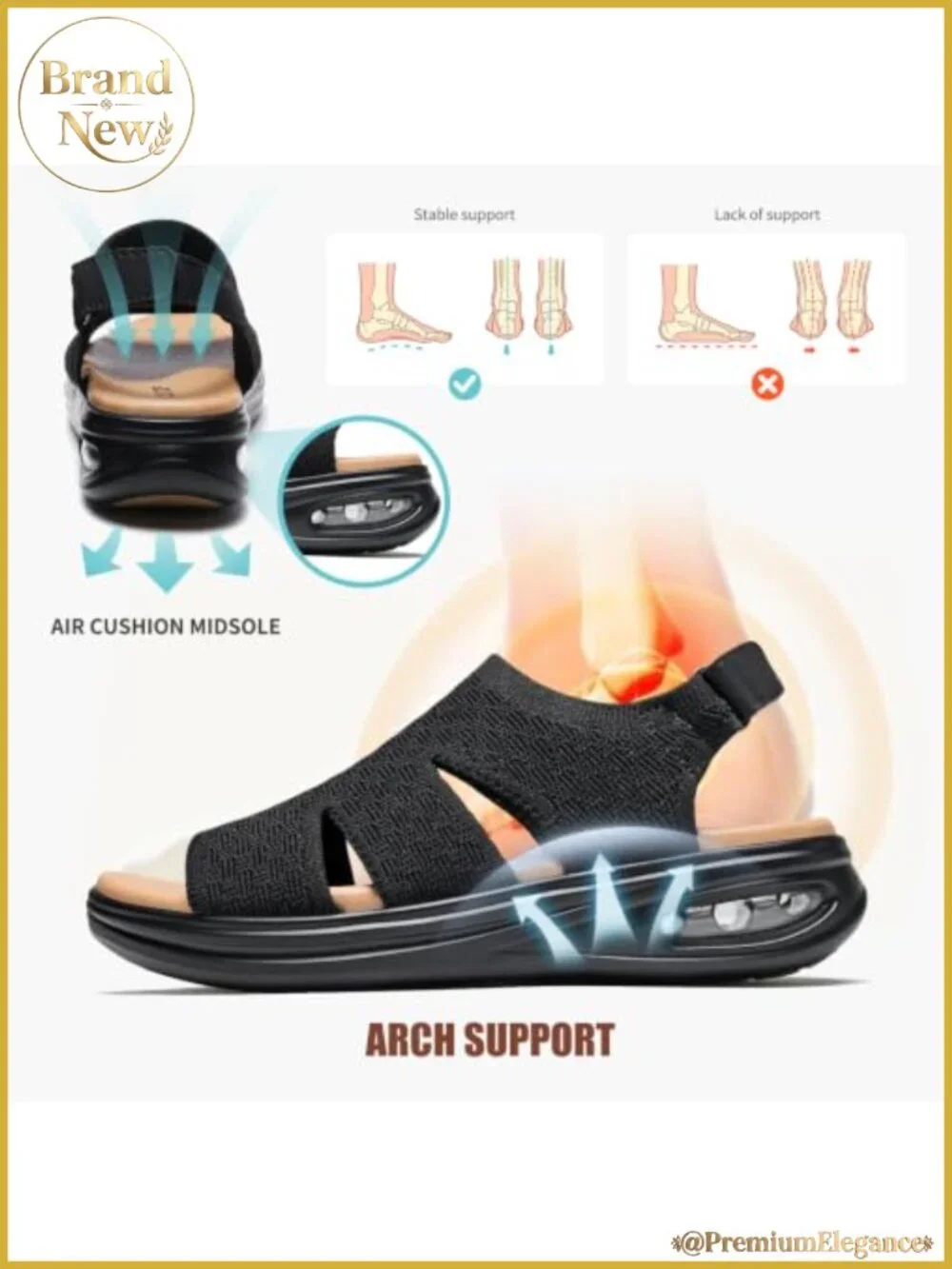 Women's Mesh Knit Walking Sandals Platform Wedge Arch Support